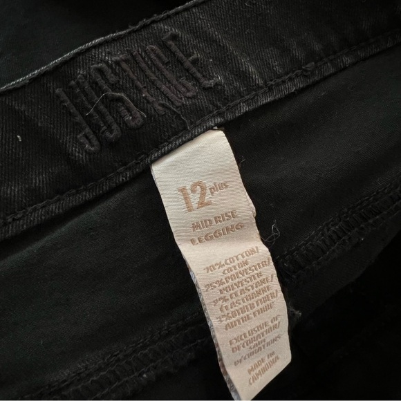 Justice Black Denim PullOn Mid Rise leggings Pants kids size 12 plus - Picture 4 of 9